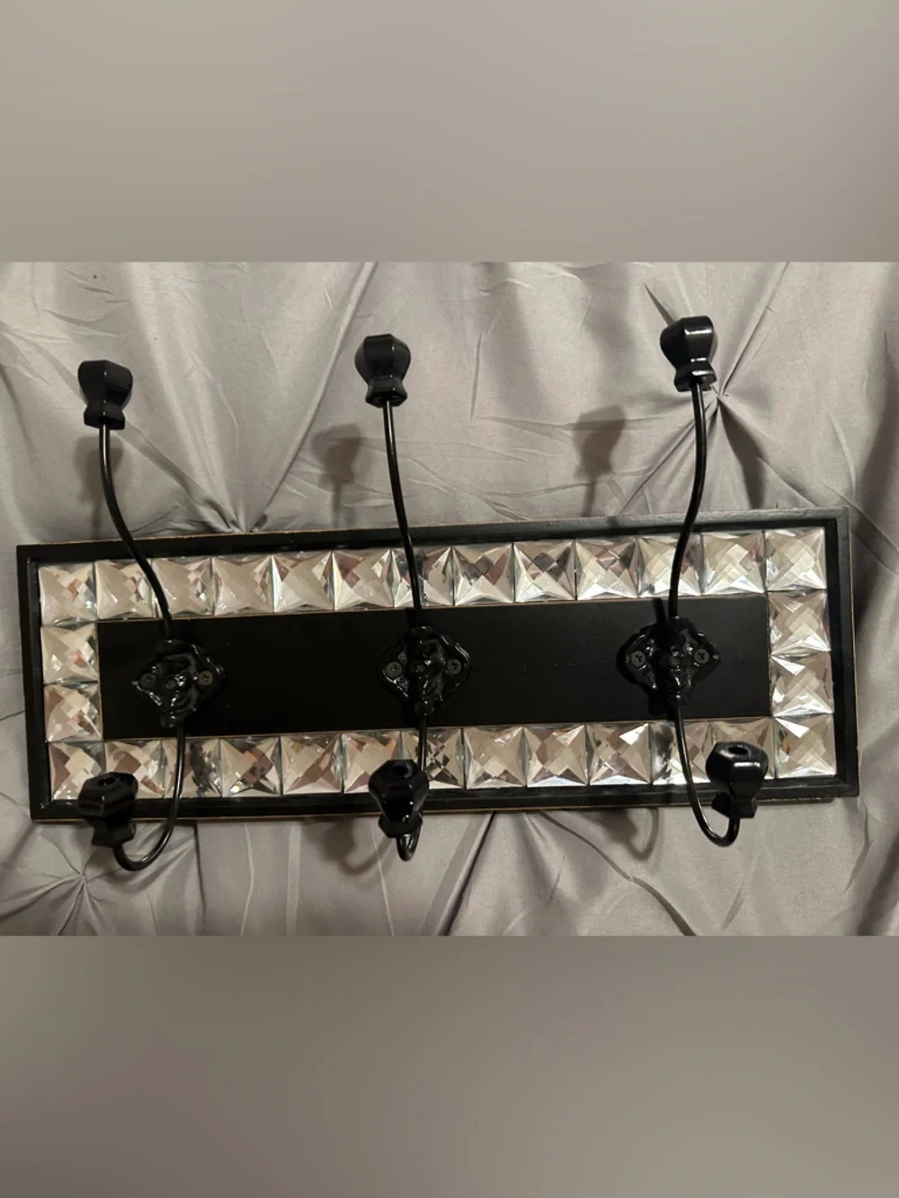 Hobby Lobby Black and Silver Crystal-Trim Wall Hook Rack